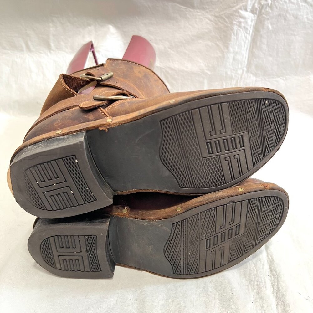 Jeffrey Campbell Brown Distressed Leather Moto Boots - Picture 8 of 11